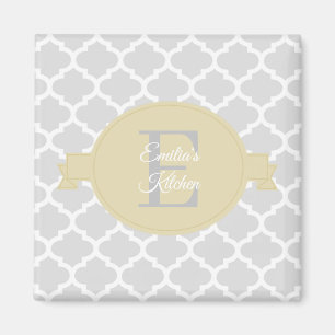 Geel Quatrefoil Gepersonaliseerd Magnet