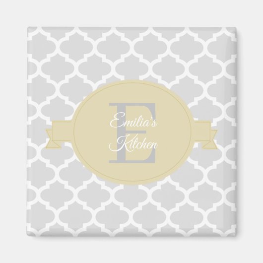 Geel Quatrefoil Gepersonaliseerd Magnet (Voorkant)