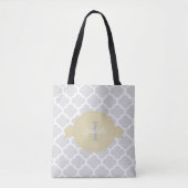 Geel Quatrefoil Gepersonaliseerde Canvas tas (Voorkant)