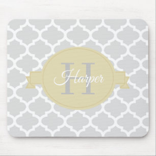 Geel Quatrefoil Gepersonaliseerde Muismat