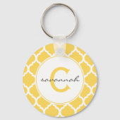 Geel Quatrefoil Monogram Sleutelhanger (Voorkant)