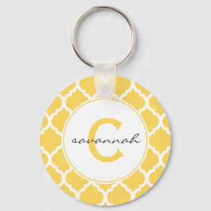 Geel Quatrefoil Monogram Sleutelhanger