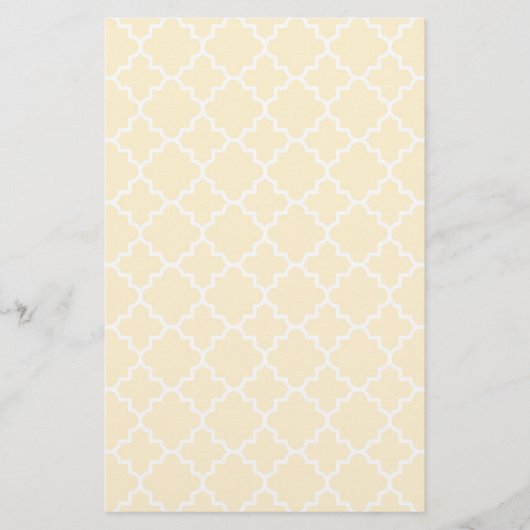 Geel Quatrefoil Patroon Briefpapier (Voorkant)