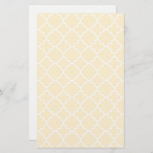 Geel Quatrefoil Patroon Briefpapier (Voorkant / Achterkant)