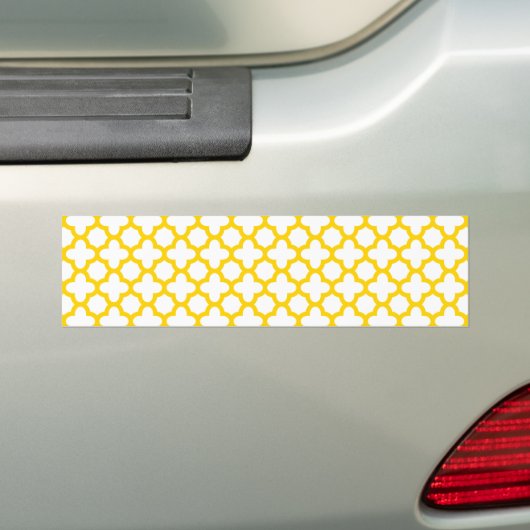 Geel Quatrefoil Patroon Bumpersticker (Op auto)