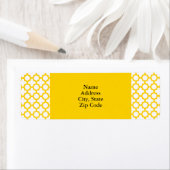 Geel Quatrefoil Patroon Etiket (Insitu)