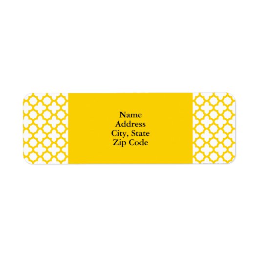Geel Quatrefoil Patroon Etiket (Voorkant)