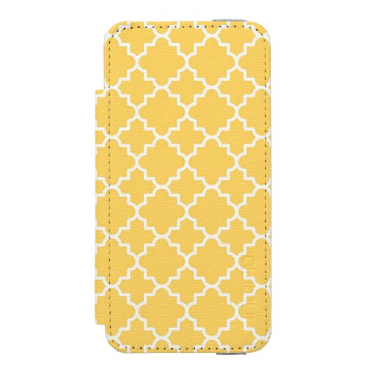 Geel Quatrefoil Patroon Incipio iPhone Portemonnee Hoesje (Voorkant Agenda)