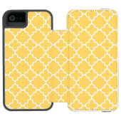 Geel Quatrefoil Patroon Incipio iPhone Portemonnee Hoesje (Agenda Open)