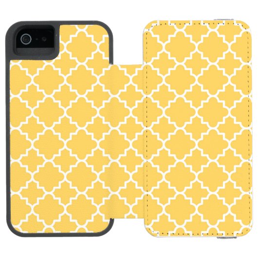 Geel Quatrefoil Patroon Incipio iPhone Portemonnee Hoesje (Agenda Open)