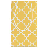Geel Quatrefoil Patroon Klein Cadeauzakje (Voorkant)