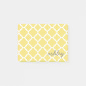 Geel Quatrefoil Patroon met persoonlijke naam Post-it® Notes (Voorkant)
