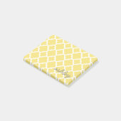 Geel Quatrefoil Patroon met persoonlijke naam Post-it® Notes (Schuin)