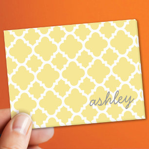 Geel Quatrefoil Patroon met persoonlijke naam Post-it® Notes