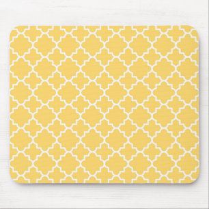 Geel Quatrefoil Patroon Muismat