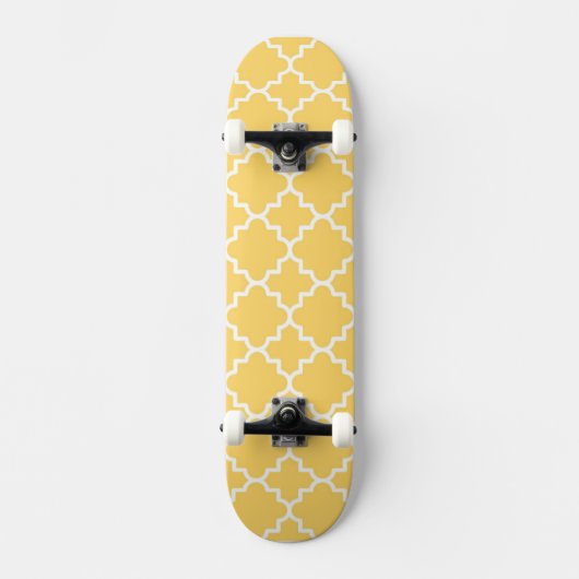 Geel Quatrefoil Patroon Persoonlijk Skateboard (Voorkant)