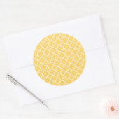 Geel Quatrefoil Patroon Ronde Sticker (Envelop)