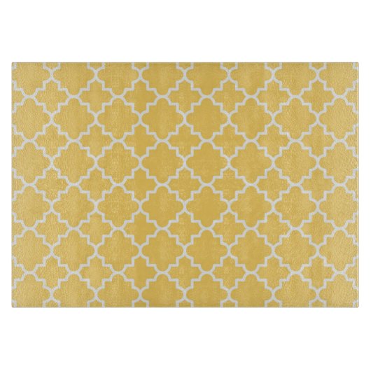 Geel Quatrefoil Patroon Snijplank (Voorkant)