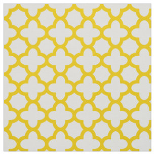 Geel Quatrefoil Patroon Stof