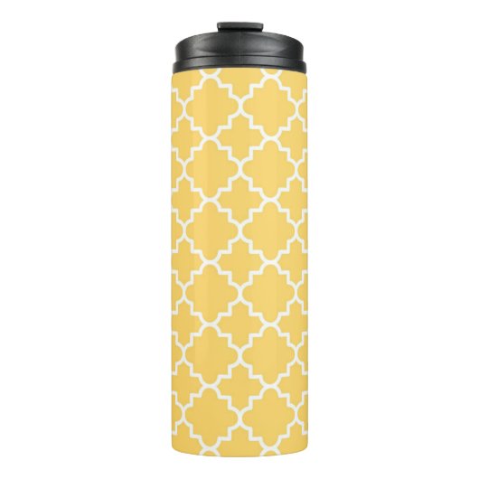 Geel Quatrefoil Patroon Thermosbeker (Voorkant)
