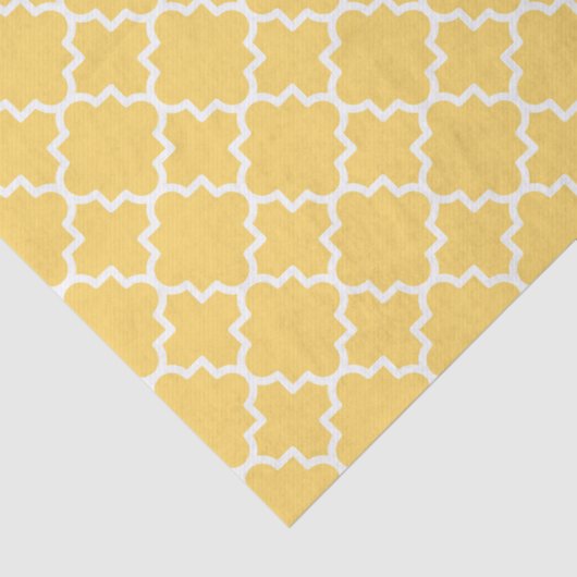 Geel Quatrefoil Patroon Tissuepapier (Detail)