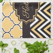 Geel Quatrefoil Theedoek (Gevouwen)