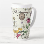 geel Queen Bee Royal Gold Crown & Scroll Latte Mok (Rechterhoek)