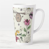 geel Queen Bee Royal Gold Crown & Scroll Latte Mok (Rechts)