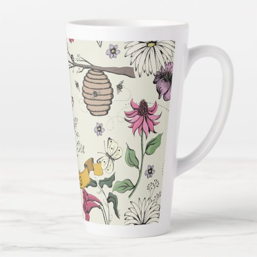  geel Queen Bee Royal Gold Crown & Scroll Latte Mok (Rechts)