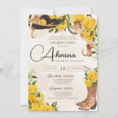 Geel Quinceanera Roos Charro Western Kaart (Voorkant)