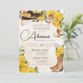 Geel Quinceanera Roos Charro Western Kaart (Staand voorkant)