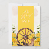 Geel Quinceanera Roos Charro Western Kaart (Achterkant)