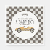  geel race auto Baby shower Servet (Voorkant)