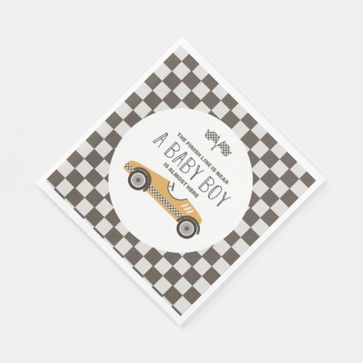  geel race auto Baby shower Servet (Hoek)