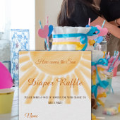 Geel Ray Sunshine Diaper Raffle Baby shower Game Informatiekaartje