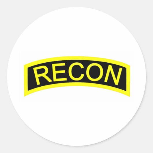 Geel Recon tabblad Ronde Sticker (Voorkant)