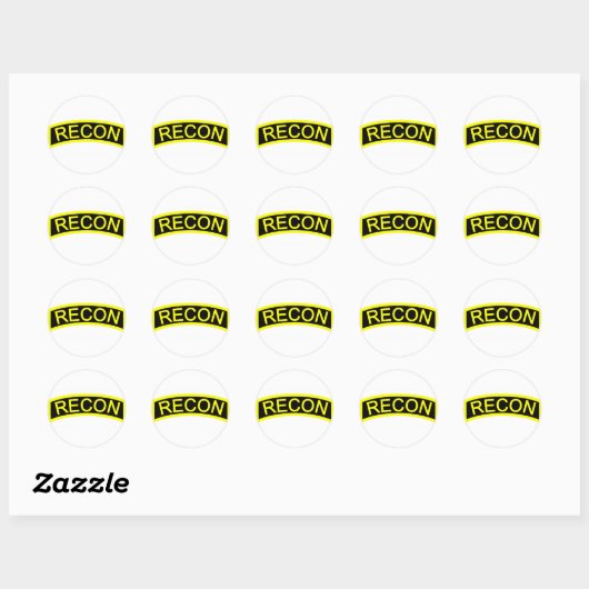 Geel Recon tabblad Ronde Sticker (Vel)