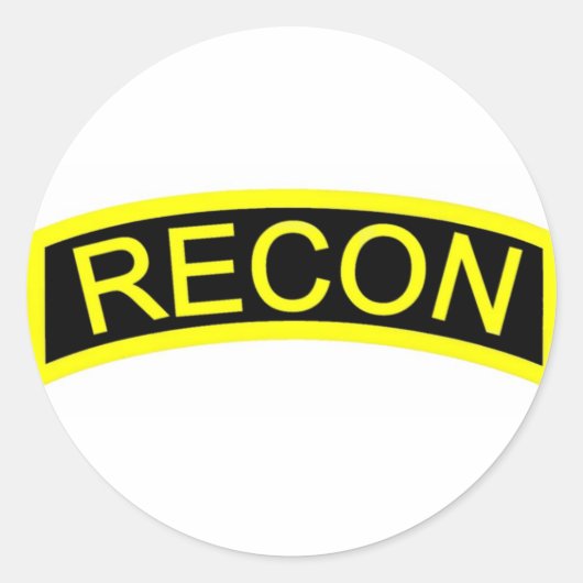 Geel Recon tabblad Ronde Sticker (Voorkant)