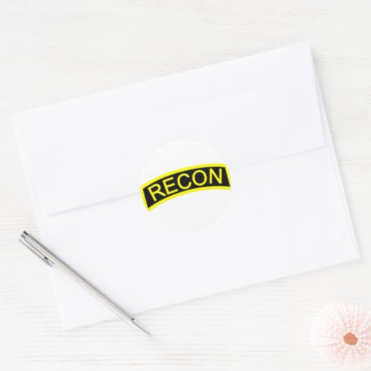 Geel Recon tabblad Ronde Sticker (Envelop)