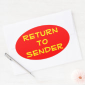 Geel Retour Afzender op Rood Ovale Sticker (Envelop)