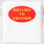 Geel Retour Afzender op Rood Ovale Sticker (Tas)