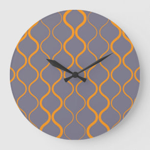 Geel, retro, coole trendy curvy-illustratie grote klok
