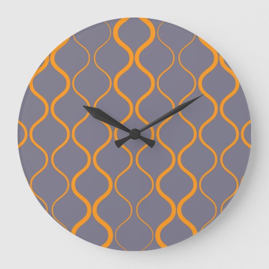 Geel, retro, coole trendy curvy-illustratie grote klok (Voorkant)