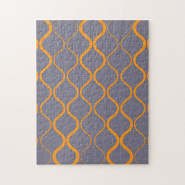 Geel, retro, coole trendy curvy-illustratie legpuzzel