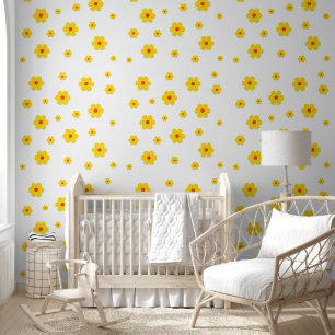 geel Retro Daisy Flower Peel en Stick Behang