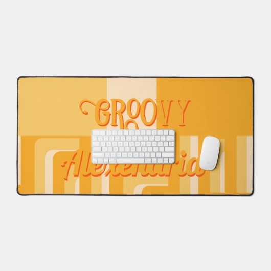 Geel Retro Geometrisch Gepersonaliseerd Bureaumat (Keyboard & Muis)