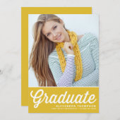Geel Retro Vet Typografie Foto Afstuderen Kaart (Voorkant / Achterkant)