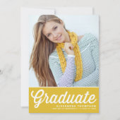 Geel Retro Vet Typografie Foto Afstuderen Kaart (Voorkant)