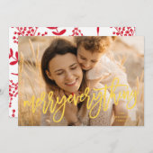 Geel Retro Vrolijk Alles Foto Kerst Feestdagenkaart (Voorkant / Achterkant)