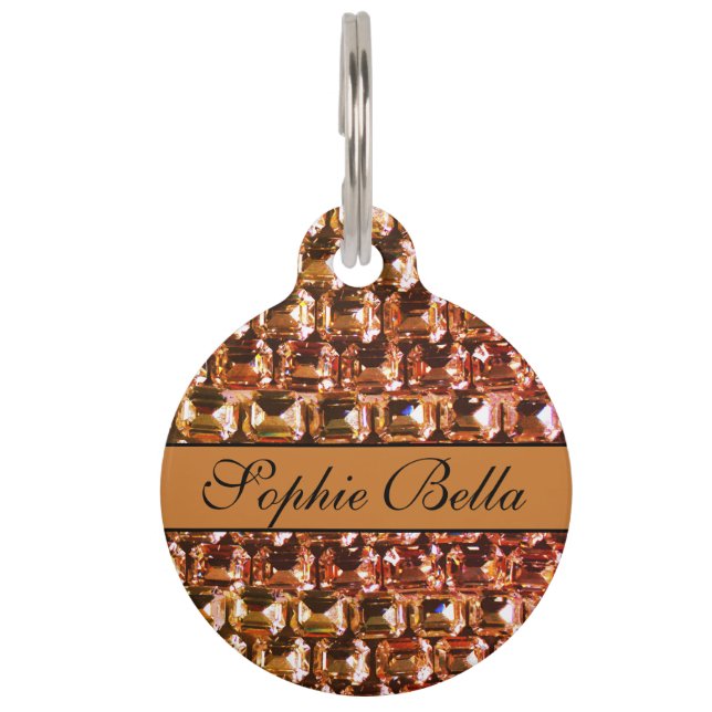 Geel Rhinestone, gele diamanten, gemstone Huisdierpenning (Voorkant)